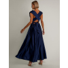 Tmavě modré saténové šaty VALERDY s variabilním vázáním / bez rozparku