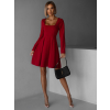 Bordó áčkové basic šaty BUTTONI s výstřihem