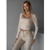 Béžový žebrovaný top VELIBOR
