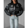 Černá koženková biker bunda BRONWEN