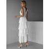 Bílé elegantní dlouhé šaty SUSANI s volánky