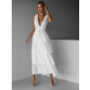 Bílé elegantní dlouhé šaty SUSANI s volánky