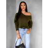 Khaki elegantní volný svetřík TRONDE