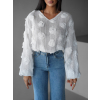 Bílý stylový top LENNART s květinami