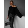 Černý elegantní volný svetřík AIRINI