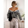 Černý pruhovaný svetr LAIMA s mašlí