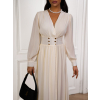 Krémové dlouhé šifónové šaty KEITHE s výstřihem