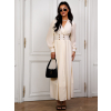 Krémové dlouhé šifónové šaty KEITHE s výstřihem