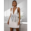 Bílé elegantní koktejlové šaty LUITAL s mašlí