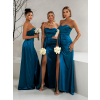 Petrolejové dlouhé společenské šaty ALITAN s korzetem pro družičky
