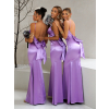 Fialové dlouhé společenské šaty LIFOSA pro družičky na ramínka