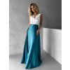 Světle petrolejová dlouhá zavinovací saténová sukně DENISSE