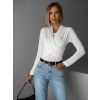 Bílý elegantní top SEDAME s dlouhým rukávem