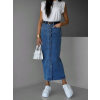 Modrá dlouhá džínová denim sukně AUGUSTYN s knoflíky