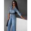 Modrý džínový overal dlouhý SOUAN s dlouhým rukávem