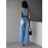 Modrý džínový dlouhý overal RIVOL s výstřihem