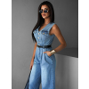 Modrý džínový dlouhý overal RIVOL s výstřihem