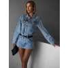 Modrý kraťasový džínový overal GORIC s dlouhým rukávem