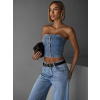 Modrý džínový korzetový top CONTANZE