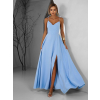Světle modré dlouhé splývavé společenské šaty LERDISEL