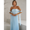 Světle modré tylové dlouhé šaty BOLEMIR s vlečkou