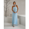 Světle modré tylové dlouhé šaty BOLEMIR s vlečkou