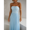 Světle modré tylové dlouhé šaty BOLEMIR s vlečkou