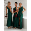 Smaragdové elegantní šaty FIAMMAR pro družičky na jedno rameno
