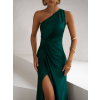Smaragdové elegantní šaty FIAMMAR pro družičky na jedno rameno