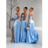 Světle modré dlouhé šaty SYCHAEUS pro družičky bez ramínek
