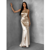 Zlaté dlouhé společenské šaty KULOSA