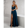 Petrolejové dlouhé společenské šaty BREALYN s kapsami