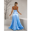 Světle modré saténové dlouhé šaty BONKA