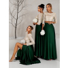 Smaragdová zavinovací dlouhá saténová sukně DENISSE pro družičky