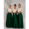 Smaragdová zavinovací dlouhá saténová sukně DENISSE pro družičky