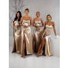 Zlaté dlouhé šaty ALITAN pro družičky s korzetem