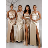 Zlaté dlouhé šaty ALITAN pro družičky s korzetem