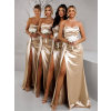 Zlaté dlouhé šaty ALITAN pro družičky s korzetem