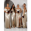 Zlaté dlouhé asymetrické šaty SIMONE pro družičky