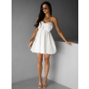 Bílé krátké balónové šaty PALADA s mašlí