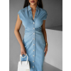 Modré džínové dlouhé midi šaty SLITOA