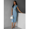 Modré džínové dlouhé midi šaty SLITOA