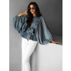 Modrá luxusní džínová halenka CHIMELY s páskem