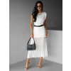 Bílá dvojitá dlouhá sukně EDANE s plisovanou sukní