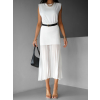 Bílá dvojitá dlouhá sukně EDANE s plisovanou sukní