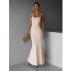 Krémové elegantní dlouhé šaty NELINA