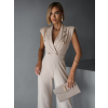 Béžový elegantní dlouhý overal FREDENA s knoflíky