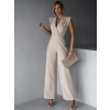 Béžový elegantní dlouhý overal FREDENA s knoflíky