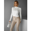 Bílý krátký žebrovaný top SELADA se zipem