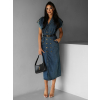 Tmavé džínové šaty GRETAS s odhalenými zády
